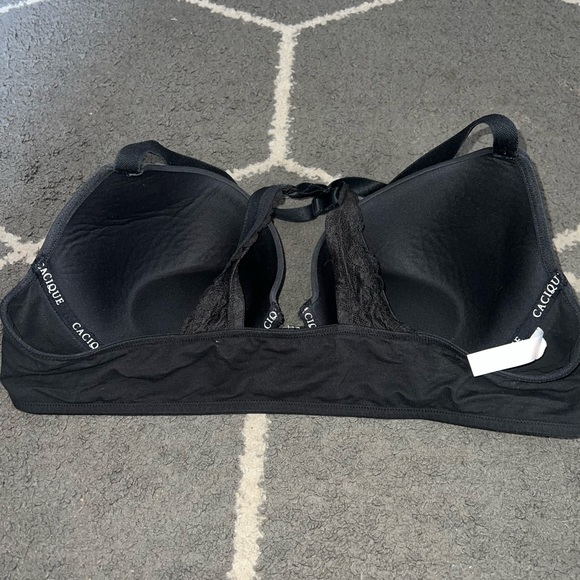 Cacique Front-Close Cotton Boost Plunge Black Bra Size 44C - Picture 6 of 8